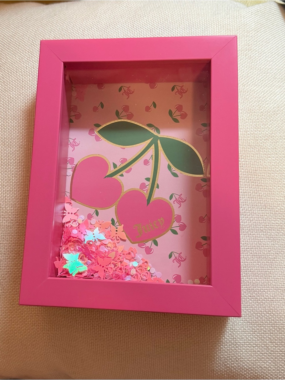 Juicy Couture Pink Cherry Shadow Box Wall Art